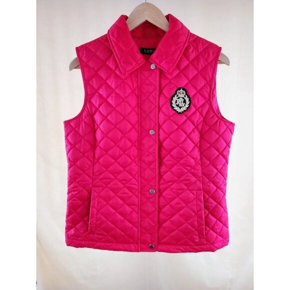 Ralph Lauren Reddish/Pink Quilted Vest - Women's Sleeveless Puffer Vest, Size M - Picture 1 of 7